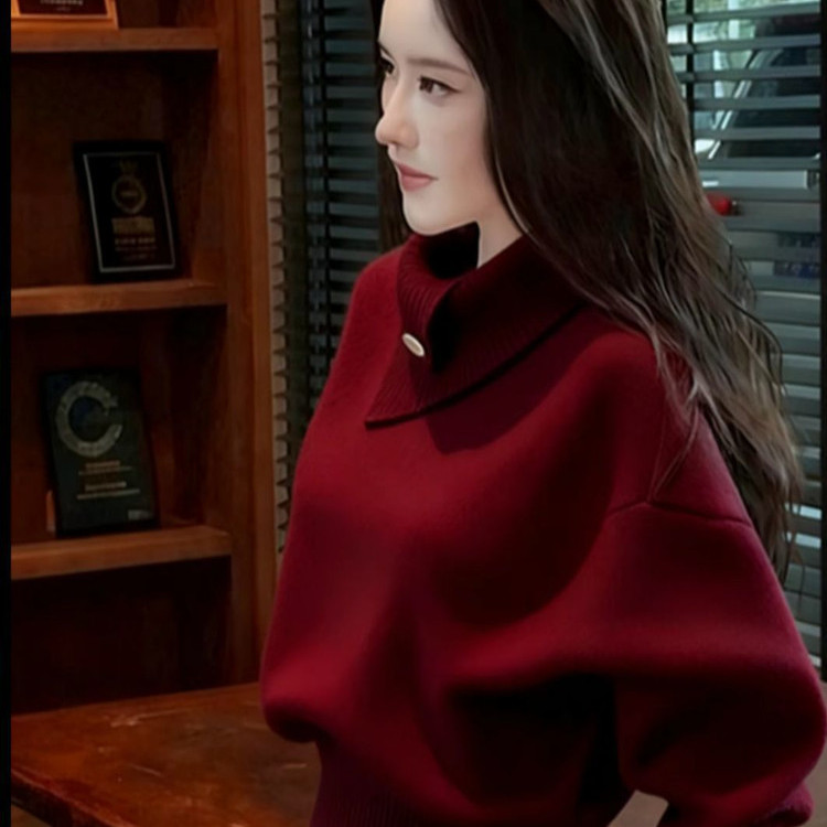 淡人高知秋冬季设计气质毛衣感软高领2025秋冬针织衫上衣爆款正品