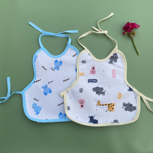 全棉加大系带防水防脏婴儿围嘴