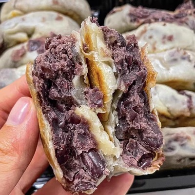 鞍山老太太纸皮红小豆饼老式糕点点心零食红豆饼豆沙馅6个装包邮