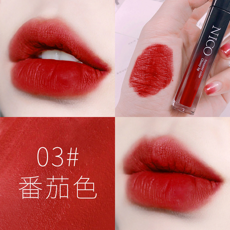 nico唇釉奶油冰淇淋丝绒哑光唇泥正橘色烂番茄色滋润口红学生平价