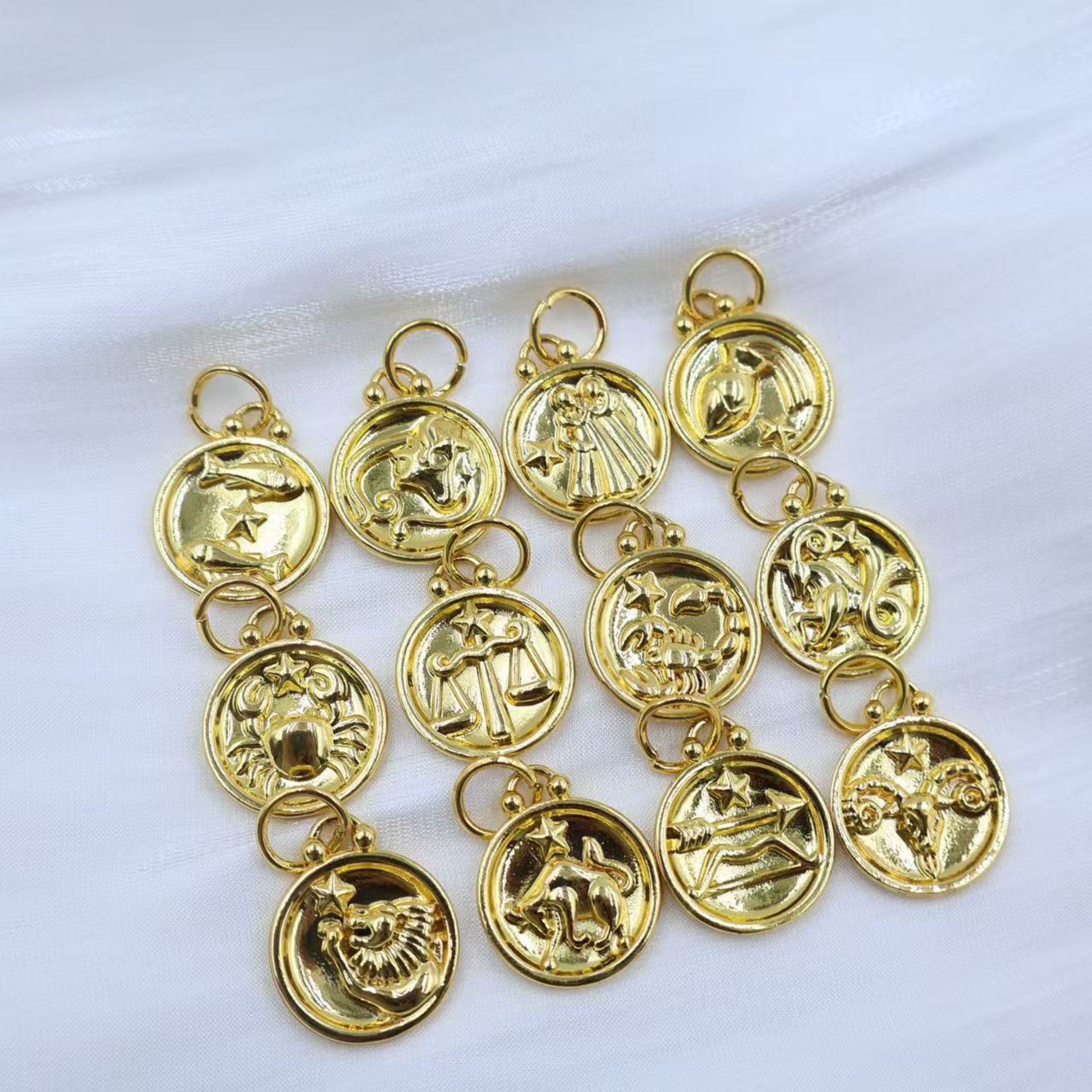 合金个性防水十二星座18K金色吊坠手链项链配饰DIY饰品项链手链配