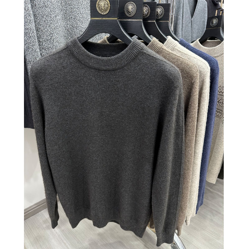 雪豹羊绒衫男100纯羊绒针织毛衣