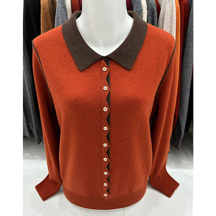 50多岁妈妈洋气上衣中老年人秋女装2025新款雪豹女士羊毛衫羊绒衫