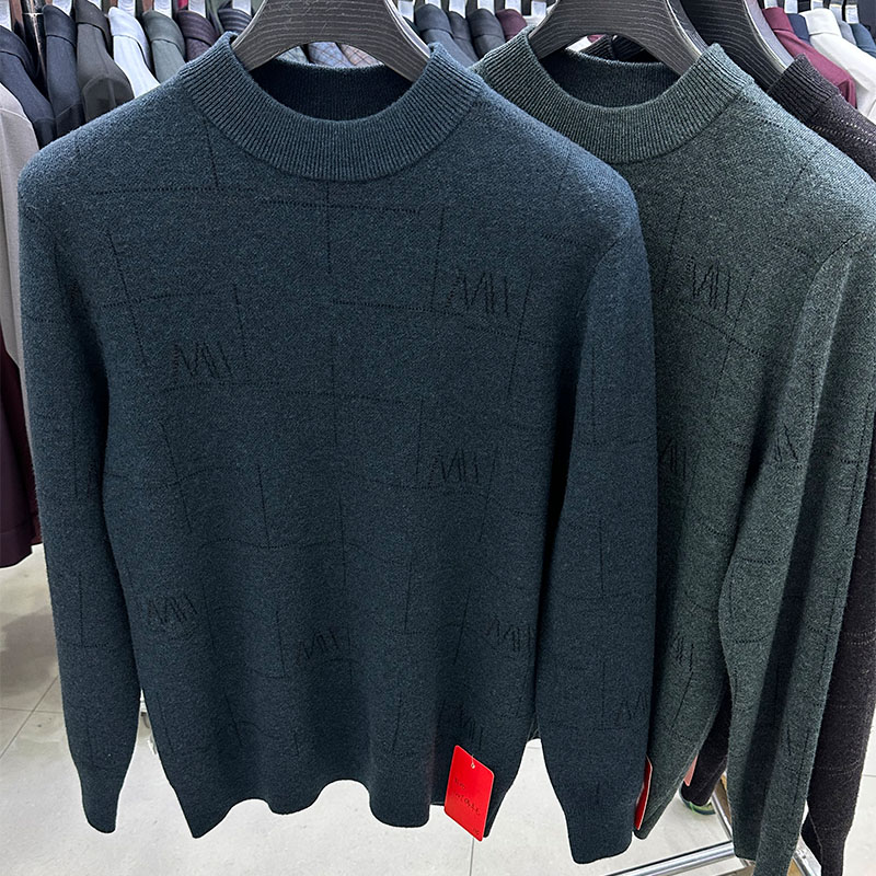 雪豹羊毛衫男纯羊毛衫中老年毛衣