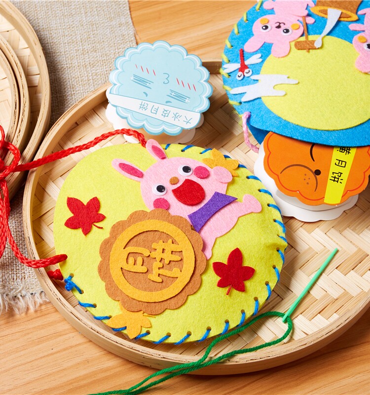 중추절 수제 DIY 선물 배낭 만들기 재료 패키지 유치원 어린이 중추절 월병 토끼 배낭