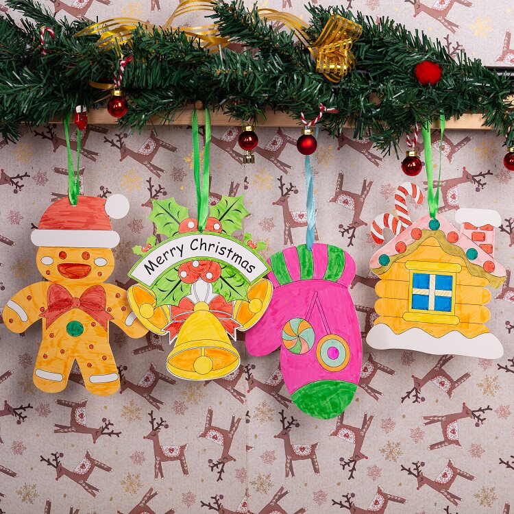 크리스마스 선물 수제 DIY 산타 클로스 색칠 매달려 장식 거룩한 그림 매달려 반지 어린이 만들기 재료 유치원