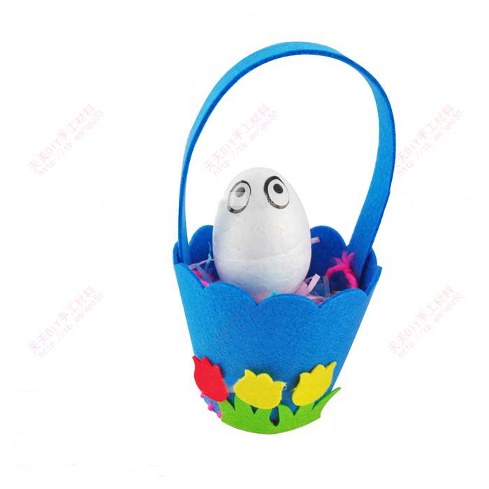 부활절 어린이 수제 DIY 부직포 꽃 바구니 부활절 달걀 토끼 바구니 유치원 재료 패키지 생산