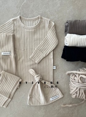 PEEKABOO进口韩国童装高弹春秋舒服款式婴幼儿童家居服25新款套装