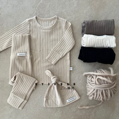 PEEKABOO进口韩国童装高弹春秋舒服款式婴幼儿童家居服25新款套装