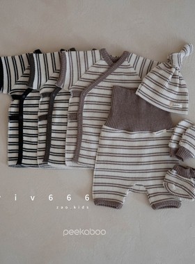【夏,华夫棉】peekaboo正品韩国进口新生儿月子服高腰护肚套装