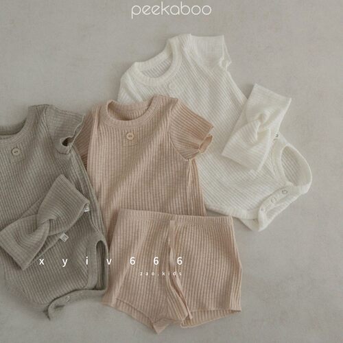 韩国进口婴幼儿短袖夏款家居服莫代尔爬服套装大PP裤PEEKABOO正品