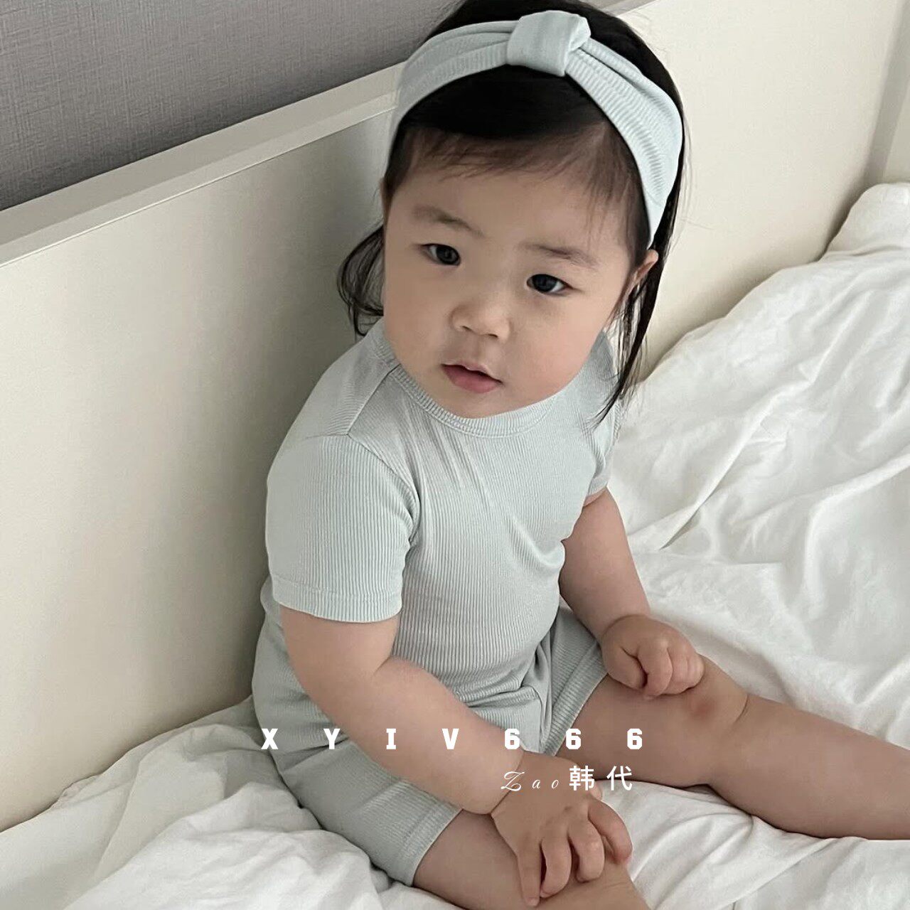 peekaboo韩国进口短袖亲子装小童家居服亲子睡衣软糯亲肤套装