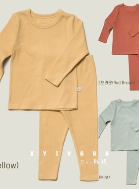 韩国进口PEEKABOO幼儿童纯棉软糯打底秋衣秋裤25新款睡衣秋冬套装