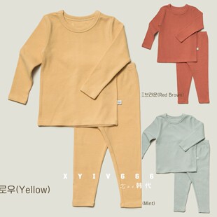 韩国进口PEEKABOO幼儿童纯棉软糯打底秋衣秋裤25新款睡衣秋冬套装