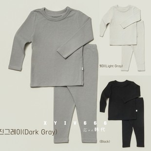 韩国进口PEEKABOO幼儿童纯棉软糯打底秋衣秋裤25新秋冬家居服套装