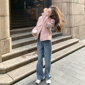 气质感粉色短款小香风外套女春秋2025超火好看高级感小众夹克上衣图片