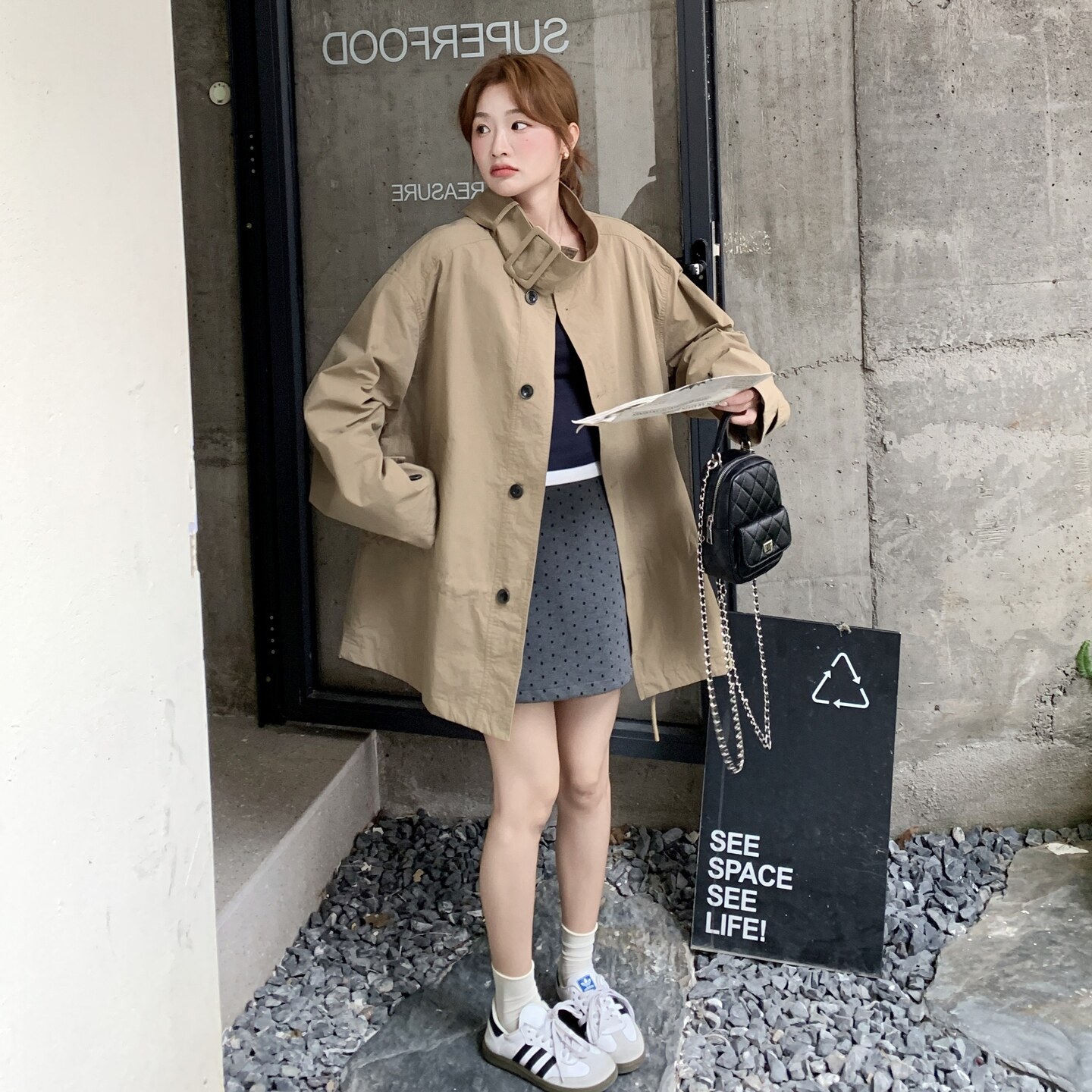 爆款美式复古风衣外套女春秋2025新款巨好看工装大衣流行超火减龄,女装风衣,浙宝108