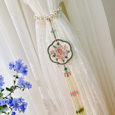花团锦簇刺绣花朵窗帘收拢带装饰