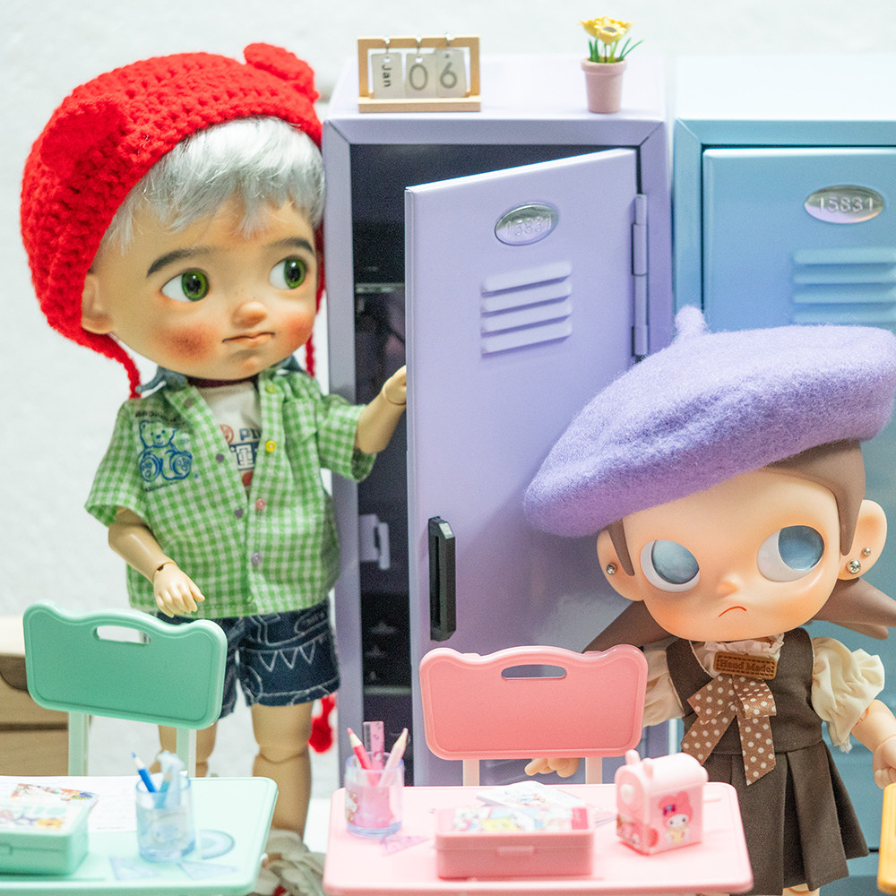 in box｜bjd微缩6分迷你课桌椅学生学习桌椅套装文具用品微缩场景