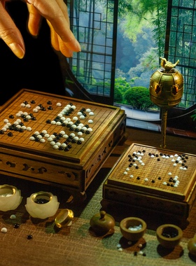 in box｜dollhouse娃屋blythe微缩场景bjd黑胡桃木古风围棋场景