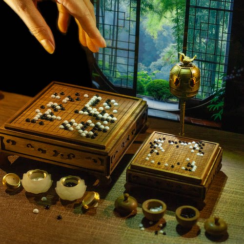 in box｜dollhouse娃屋blythe微缩场景bjd黑胡桃木古风围棋场景