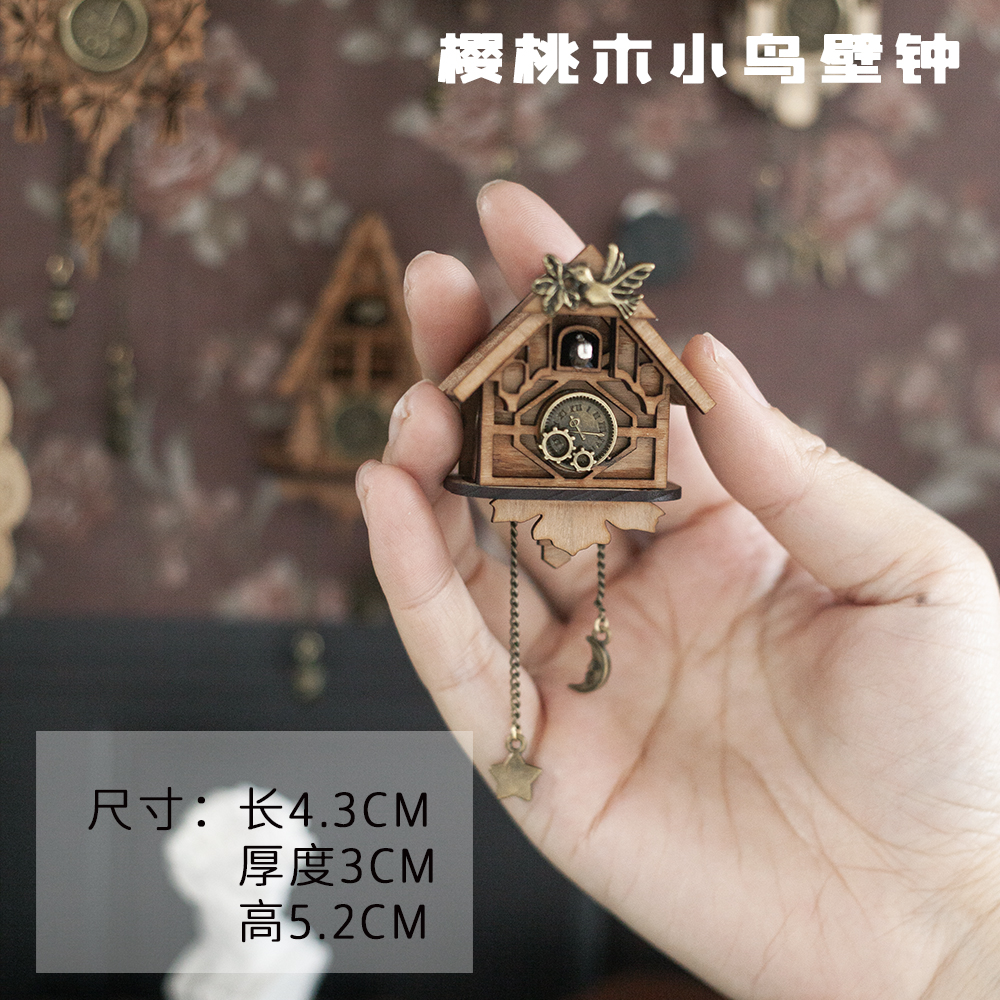 thumbnail for in box|dollhouse baby house small cloth blythe miniature scene bjd cuckoo small wall clock ob24