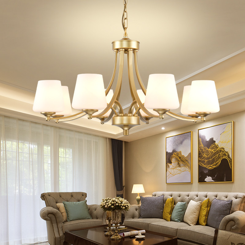 美式吊灯客厅灯北欧简约现代铁艺餐厅卧室乡村田园复古金色灯具饰