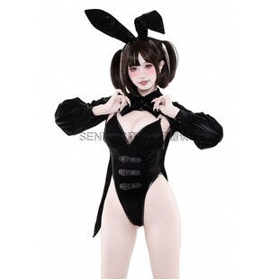 SENMHS原创COS 女仆兔女郎连体燕尾服琉光皮革角色扮演服