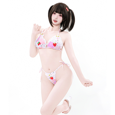 SENMHS手工拼接碎花比基尼cos