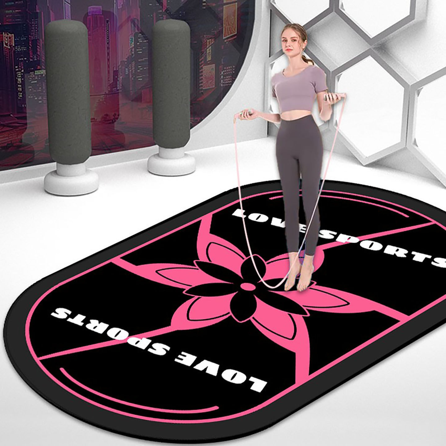 瑜伽垫女士健身家用减震防滑瑜伽垫健身垫家用椭圆专业瑜伽跳绳垫,运动/瑜伽/健身/球迷用品,瑜伽垫,淘宝优惠券,粉丝福利购,淘宝优惠卷