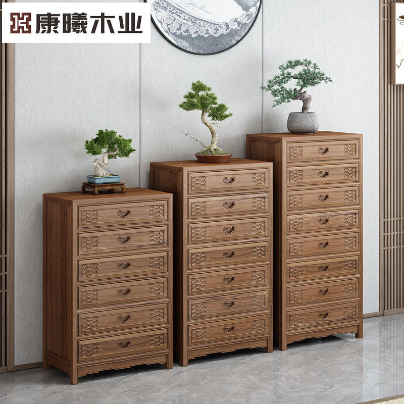 老榆木纯实木收纳斗柜