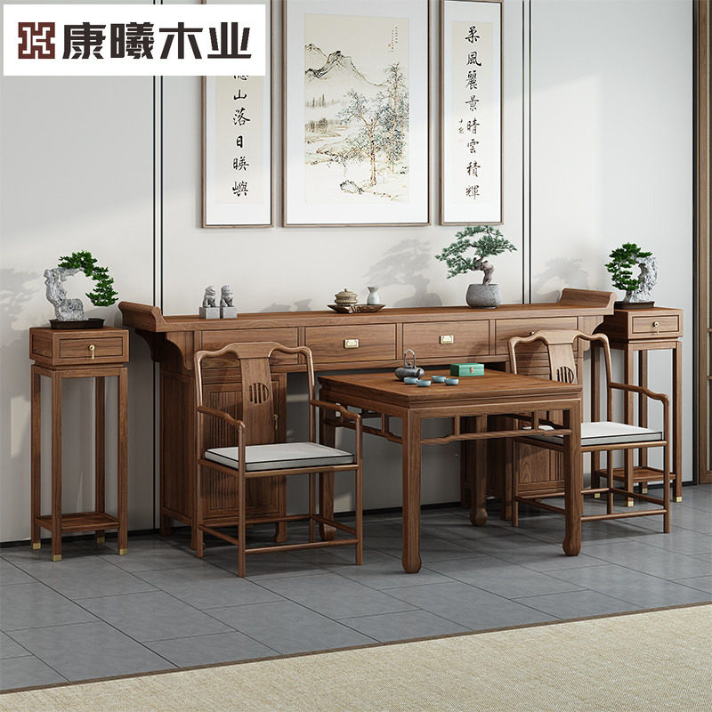 新中式实木中堂六件套香火桌家用供桌条案农村案台条桌八仙桌神台图片