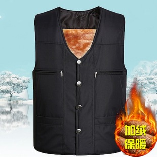 加绒马夹中老年坎肩男装 中年男士 背心加厚棉马甲 大码 毛内胆爸爸装