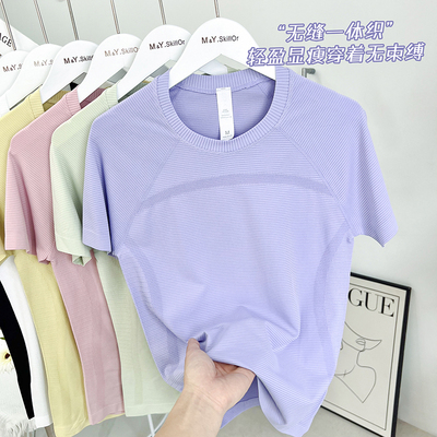 显瘦必入~LL同款清爽速干运动T恤女士运动裸感亲肤无缝瑜伽短袖