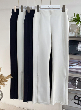 美腿神裤Iu平替螺纹拉链款喇叭裤运动健身高腰提臀女士休闲保暖裤