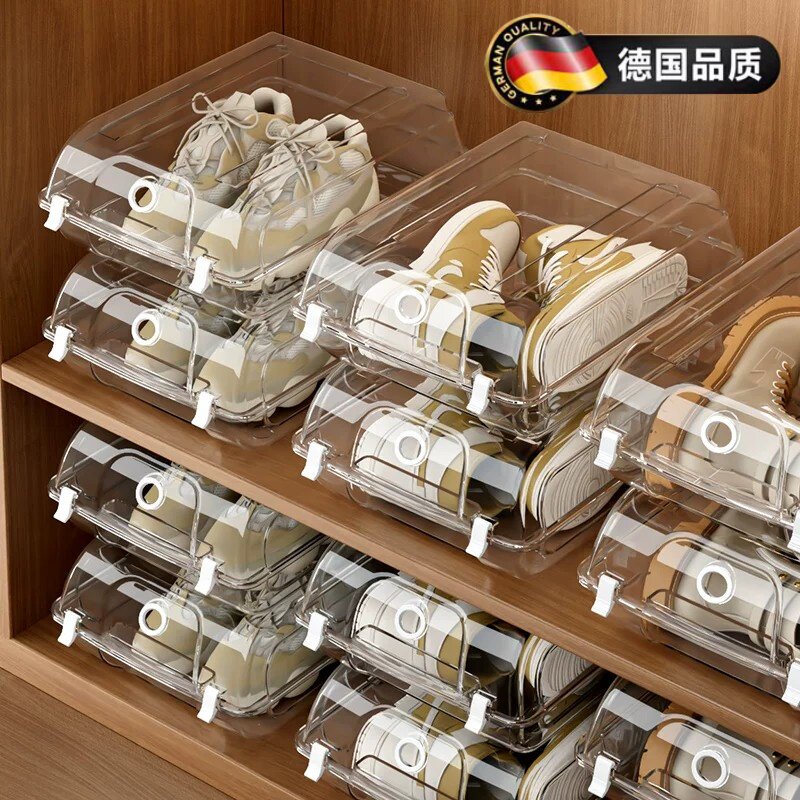 德国轻奢透明鞋盒不占空间可叠加放鞋子收纳神器塑料鞋柜收纳鞋架