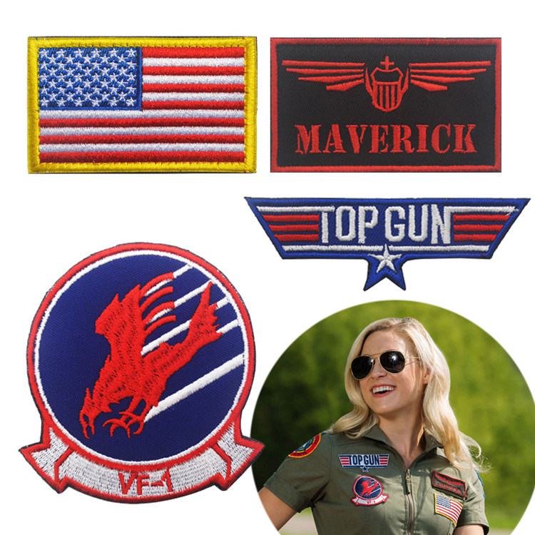 美军VF-1空军飞行员TOPGUN刺绣臂章魔术贴背包贴徽章士气章包邮