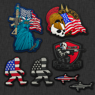 PVC软胶卡通美国旗系列魔术贴章臂章战术背包贴士气章徽章识别章