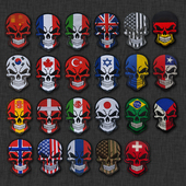 头骨旗帜创意补丁臂章魔术贴士气章徽章背包贴战术识别张个性 徽章