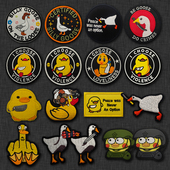 鸭子小鸡大鹅刺绣精美3D立体刺绣臂章魔术贴士气章背包贴徽章补丁