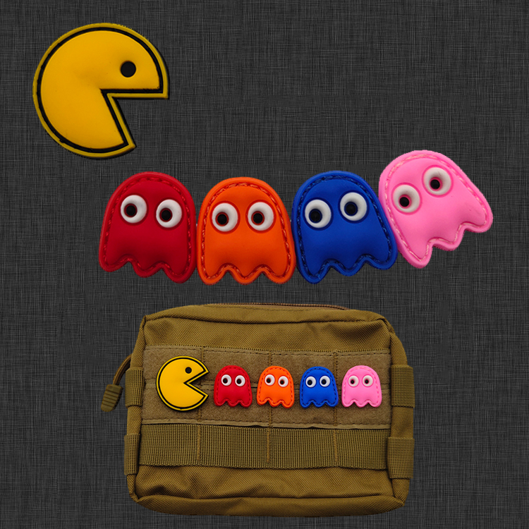 经典电玩吃豆子pvc软胶贴章一套5个臂章魔术贴背包贴士气章