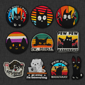 彩虹小黑猫卡通魔术贴章臂章战术背包贴士气章徽章识别章