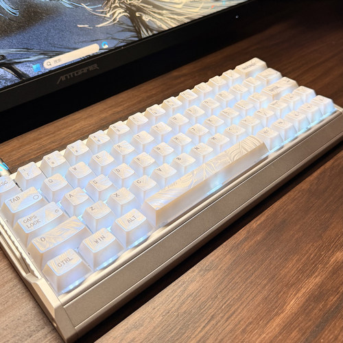 晴羽键帽珠光磁轴机械键盘键帽羽毛纹原厂wooting/ev63适配129键