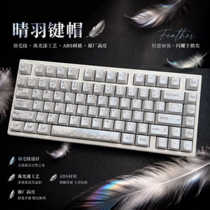 酷宝晴羽珠光蓝键帽原版羽毛纹ABS透光适配磁轴ev63/ACE68/75键盘