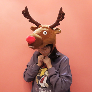 动漫卡通搞怪卖萌ins圣诞节麋鹿驯鹿帽子头套网红抖音拍照道具