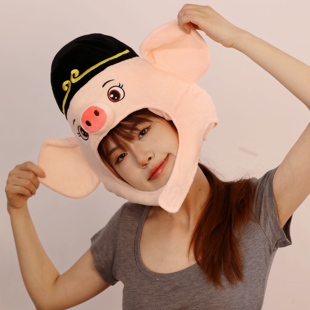 可爱搞怪搞笑卡通西游记猪八戒头套帽子拍摄表演装 扮cos头饰道具