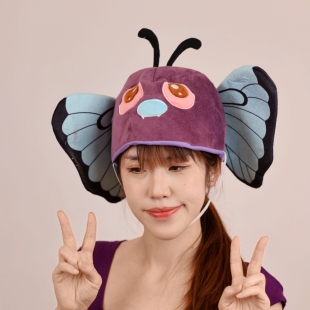 可爱搞怪卡通小精灵巴大碟蝴蝶头套帽子拍照表演出游cos装扮道具