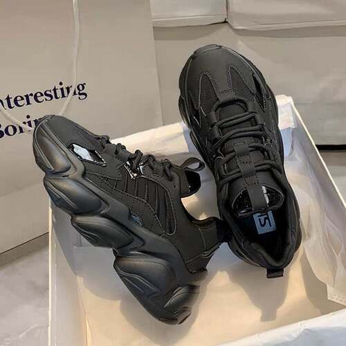 Women Chunky Sneakers 2021 Female Black White Platform Shoes