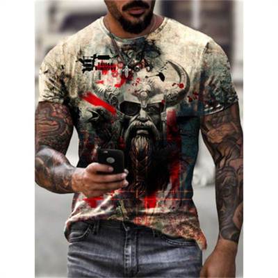 Viking Mythology 3D Print Men's T-Shirt维京战士3D印花男