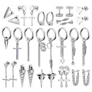 1 pair stainless steel Stud earrings for Men/Women Cross